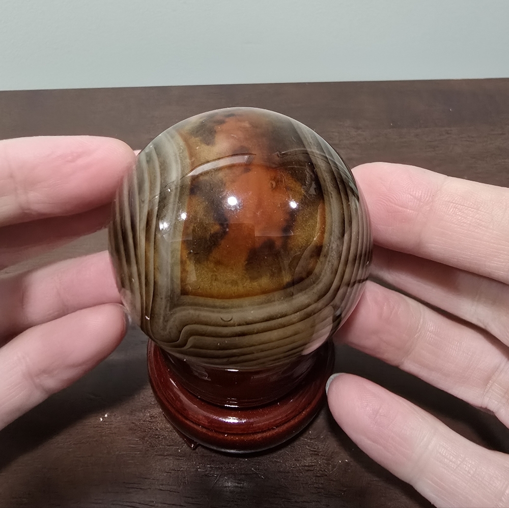 Sardonyx Banded Agate Crystal Sphere 58 mm